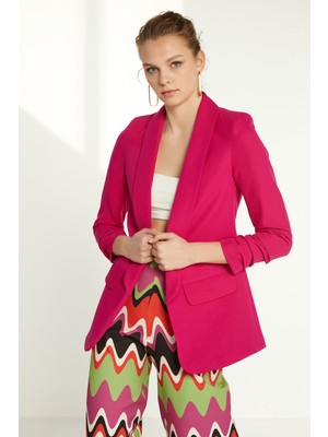 Vitrin Uzun Yaka Detaylı Kol Büzgülü Blazer Ceket