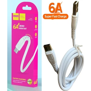 Ata Elektronik 1 Metre 6 Amper 6A Huawei Samsung Lg Sony Xiaomi Oppo Uyumlu Type-C USB Super Fast Şarj Şarz Kablosu Type-C 6 Amper 6A