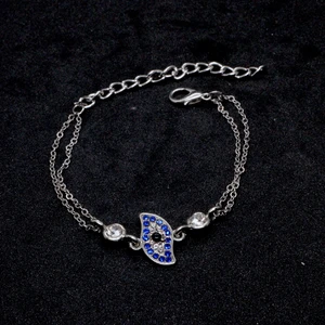 X-lady Accessories Gümüş Renk Nazar Yamuk Mekik Figürlü  Çift Zincirli  Bileklik  870