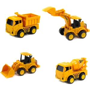 Mix Oyuncak Oyuncak Inşaat Seti Mini Kamyon Mikser Kepçe Ekskavatör 4'lü Set