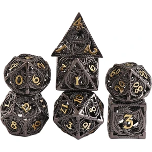 7 Adet Metal Dnd Zar Set Taşıma Çantası Masa Oyunları Ile Hollow Oyma Tasarım (Yurt Dışından)