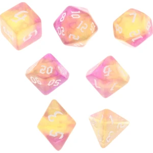 7 Parça Çoklu Taraflı Zar Polyhedral Zar Set Eğitici Oyuncaklar Aksesuarları Mor ve Sarı (Yurt Dışından)