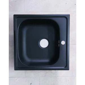 Gralux Evye Siyah Granit Desen Kaplamalı Üstten Takmalı Kare 50 x 50 cm Ölçülerinde Paslanmaz Evye