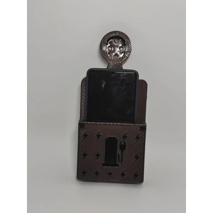 Prize Takılan Hazneli Telefon Tutucu Duvar Teleon Tutucu Şarz Standı Kahverengi