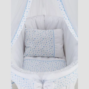 Sepet Beşik Puantiyeli Mavi Beyaz Giydirme Kumaş Uyku Seti Takımı (Beşik Hariç)