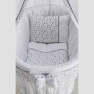 Sepet Beşik Için 6 Parça Puantiyeli Gri Beyaz Giydirme Kumaş Uyku Seti Takımı (Beşik Hariç)