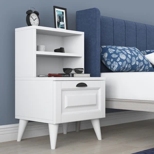 BD105 Komodin 2 Raflı Membran Çekmeceli Komodin Beyaz