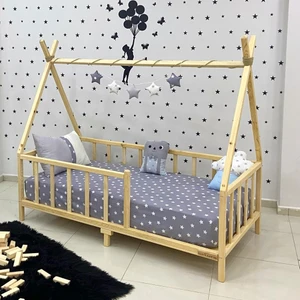 Montessori Yatak Doğal Çam Ağacı Kızılderili