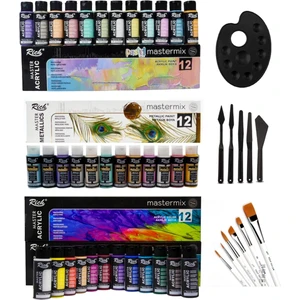 Mastermix Mega Elite Akrilik Boya Seti 36 Renk Canlı- Pastel- Metalik Renkler