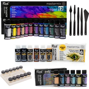 Mastermix Medium Akrilik Boya Seti 24 Renk Canlı- Pastel- Metalik Renkler