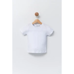 Çocuk Beyaz Bisiklet Yaka Basic T-Shirt  %100 Pamuk