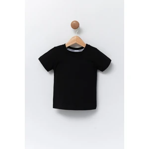 Çocuk Siyah Bisiklet Yaka Basic T-Shirt %100 Pamuk