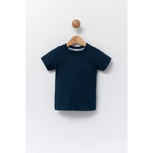Çocuk Lacivert Bisiklet Yaka Basic T-Shirt %100 Pamuk