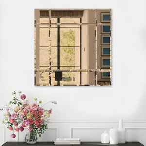 Ayna - Bronz Ayna - 9 Parçalı Tasarım Ayna - 100cm x 100cm