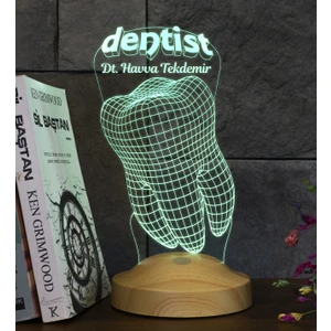 Diş Hekimi İçin 3D Dentist LED Lamba - Diş Doktoruna Özel, Dünya Diş Hekimleri Günü Hediyesi, İsimli Kişiye Özel Tasarım