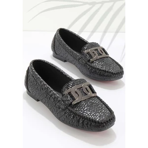Siyah Baskı Detaylı  Kadın Loafer Ayakkabı K015421664