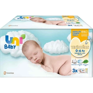 Uni Baby Yenidoğan Islak Pamuk Mendil 3'lü Fırsat Paketi / 120 Yaprak