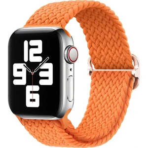 Bilişim Akademi Apple Watch Uyumlu Kordon 3 4 5 6 7 Se 42MM 44MM 45MM Örgü Tokalı Kordon Turuncu
