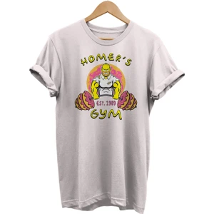 The Simpsons Homer Gym Baskılı %100 Pamuk Oversize T-Shirt Büyük Beden Tişört