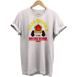 Rocky Ivan Drago Boks Okulu Baskılı %100 Pamuk Oversize T-Shirt Büyük Beden Tişört