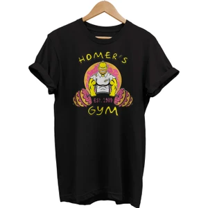 The Simpsons Homer Gym Baskılı %100 Pamuk Oversize T-Shirt Büyük Beden Tişört