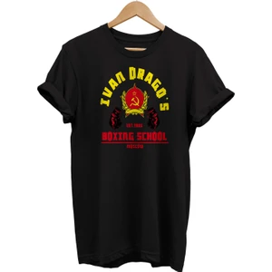 Rocky Ivan Drago Boks Okulu Baskılı %100 Pamuk Oversize T-Shirt Büyük Beden Tişört