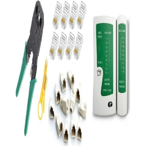 CAT5CAT6 Sıkma Pense 20 Jak 20 Kılıf ve Test Cihazı ile Profesyonel Aksesuar Seti