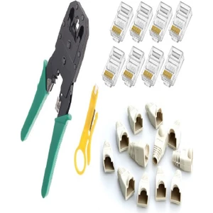 SpeedUF Network CAT5CAT6 Sıkma Pense + 20 Jak + 20 Cover Kılıf