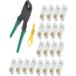 SpeedUF Yeşil Network Cat5 Cat6 Sıkma Pense + 20 Adet Cat5 Cat6 Jak
