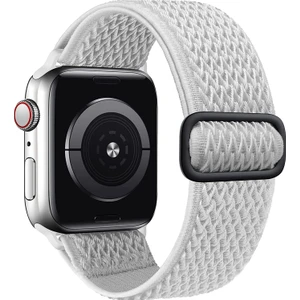 Bilişim Aksesuar Apple Watch Uyumlu Kordon 3 4 5 6 7 Se 38MM 40MM 41MM Örgü Tokalı Kordon Beyaz