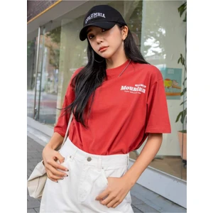 Kadın Oversize T-Shirt Mountain Baskılı Tshirt