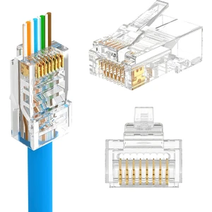 100 Adet Yeni Nesil Jak Cat5/cat6 RJ45 Konnektör 100 Lü Paket Cat6 Ez Plug Ethernet Jak Network 8P8C