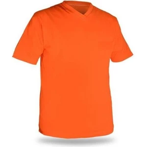 T-Shirt V Yaka Kısakol %100 Pamuk Cepli Turuncu