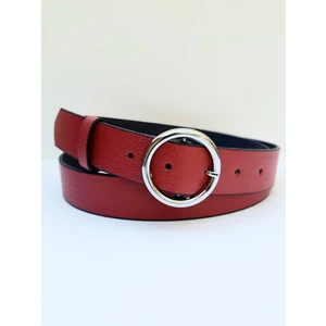 Kadın Kırmızı Gümüş Halka Tokalı Kemer İM140