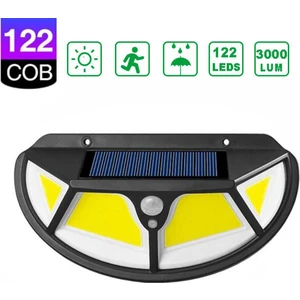122 Ledli Oval Cob LED Solar Güneş Enerjili Bahçe Lambası Hareket Sensörlü Şarj Olabilen