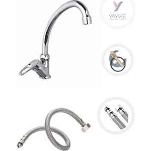 Mermerden Tekli Aç Kapa Mix Evye Lavabo Bataryası