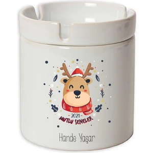 Hediye Rengi Isme Özel Seramik Küllük-Geyik Temalı