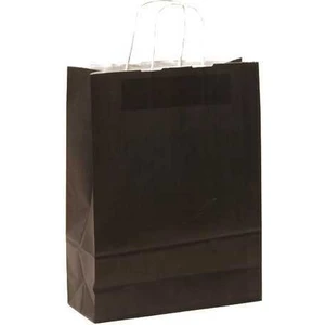 Paket Parti Büküm Saplı  Siyah Kağıt Çanta 25X12X31 (25'li)