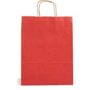 Paket Parti Büküm Saplı Kraft Kağıt Çanta Kırmızı 25X12X31(25'LI)