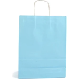 Paket Parti Büküm Saplı Kraft Kağıt Çanta Mavi 20X10X22(25'LI)