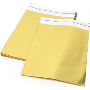 Paket Parti Ağzı Bantlı Metalize Hediye Paketi Altın 20X25 cm (50'li)