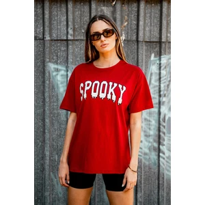 Spooky Baskılı Oversize Tasarım Tshirt