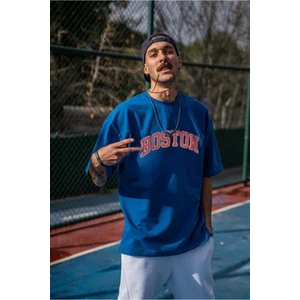 Mavi Boston Baskılı Tasarım Tshirt