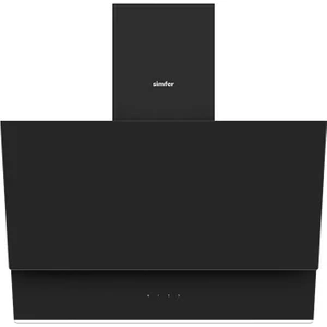 9613 60 cm Siyah Eğik Cam Davlumbaz (Dokunmatik+Led Lamba)