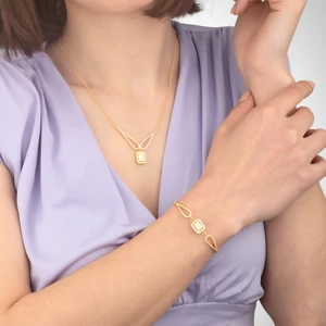 Miavi Silver 925 Ayar Gümüş Baget Taşlı Trapez Kanat Kolye Bileklik Takı Seti