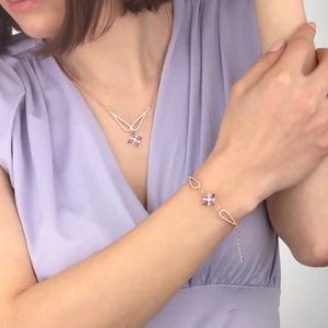 Miavi Silver 925 Ayar Gümüş Ametist Umut Çiçeği Kanat Kolye Bileklik Ts
