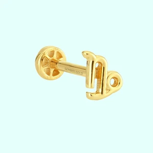Sembol Gold Altın Tragus Piercing 14 Ayar Oğlak Burcu