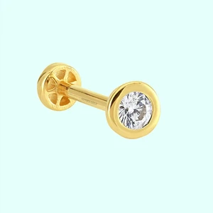 Sembol Gold Altın Tektaş Tragus Piercing 14 Ayar