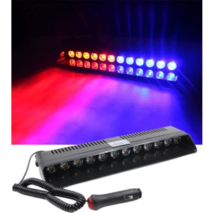 12 Ledli Kırmızı-Mavi Polis Çakar Lambası Vantuzlu Çakmaklık Girişi Uyumlu