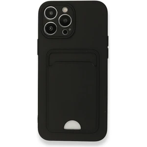 Apple iPhone 13 Pro Max Uyumlu Arka Kamera Korumalı Kart Koyulabilen Silikon Kartlıklı Kılıf Kapak